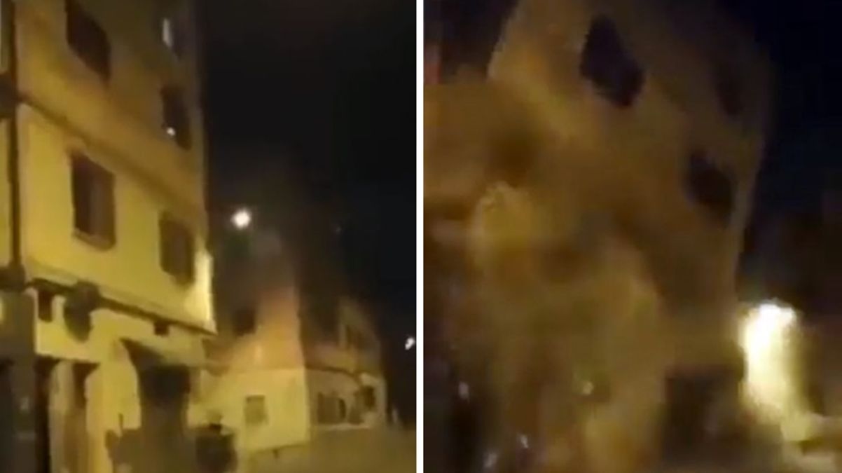 7 şiddetinde depremle sarsılan Fas'tan ilk görüntüler! Devasa bina insanların üzerine böyle yıkıldı