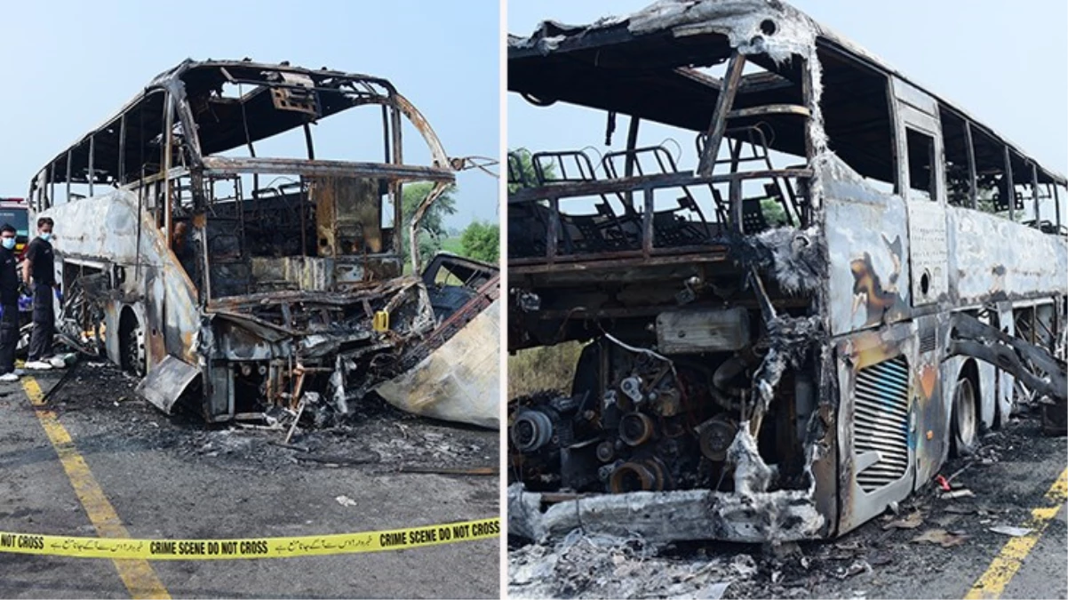Pakistan'da kaza yapan otobüs yandı: 20 ölü, 15 yaralı