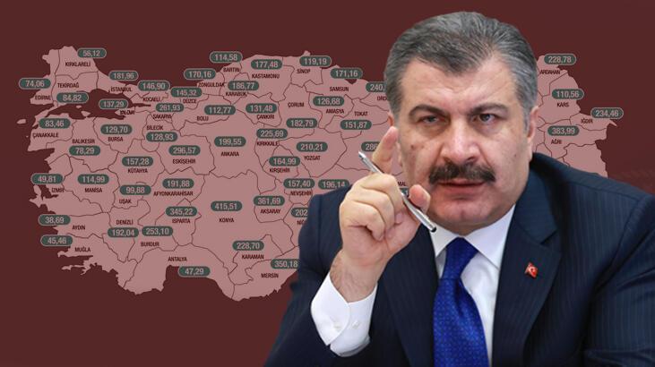 . Bakan Koca haritayı paylaştı! İşte haftalık vaka sayıları