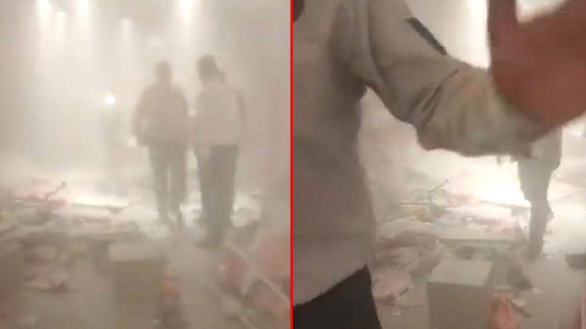  Bursa'da bir AVM'deki mağazada çıkan yangın sonucu tavan çöktü, olay yerine çok sayıda ekip sevk edildi