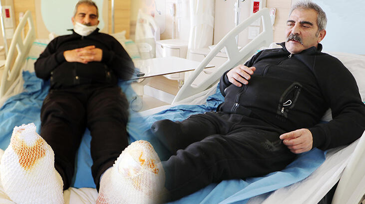  Erzurum'da kargo şoförünün ayakları soğuktan dondu