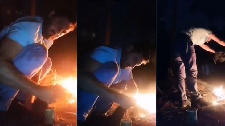  Önce kanını akıttı, sonra ateşe attı