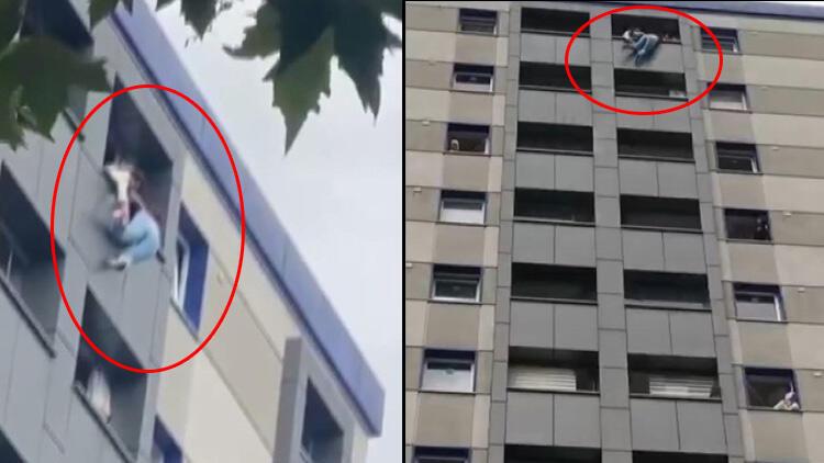 12'nci katta can pazarı! Kadın dakikalarca balkonda asılı kaldı