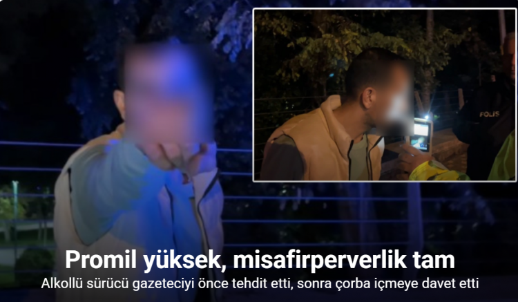2.94 promil alkollü sürücü kaza yaptı, gazeteciyi böyle tehdit etti