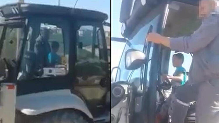 6 yaşındaki oğluna iş makinesi kullandıran operatöre soruşturma!