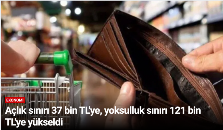 Açlık sınırı 37 bin TL'ye, yoksulluk sınırı 121 bin TL'ye yükseldi
