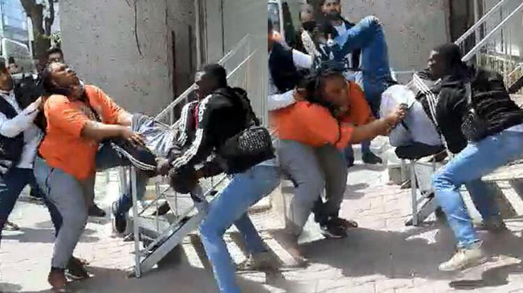 Afrikalı çift ile hırsızlık şüphelileri arasındaki kavga!