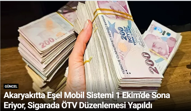 Akaryakıtta Eşel Mobil Sistemi 1 Ekim'de Sona Eriyor, Sigarada ÖTV Düzenlemesi Yapıldı