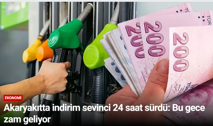 Akaryakıtta indirim sevinci 24 saat sürdü: Bu gece zam geliyor