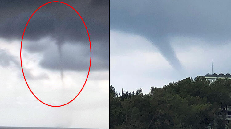 Alanya'da büyük panik! Hortum oluştu, 10 dakika sürdü
