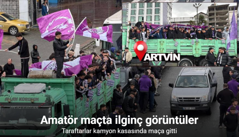 Amatör maçta ilginç görüntüler: Taraftarlar kamyon kasasında maça gitti