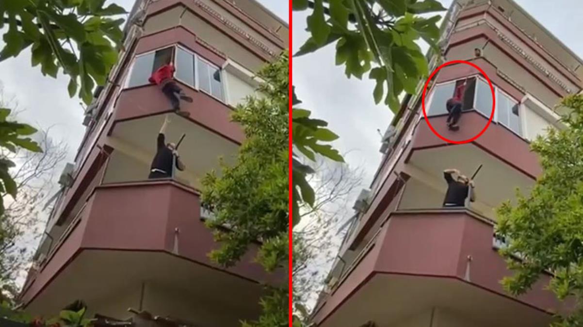 Anahtarı içeride unutan gencin tehlikeli eve giriş yöntemi yürekleri ağza getirdi