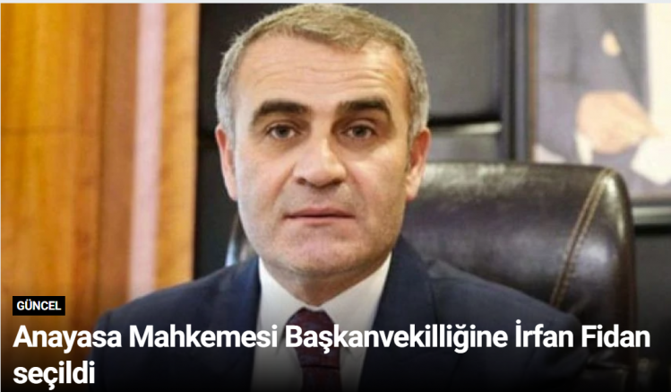 Anayasa Mahkemesi Başkanvekilliğine İrfan Fidan seçildi