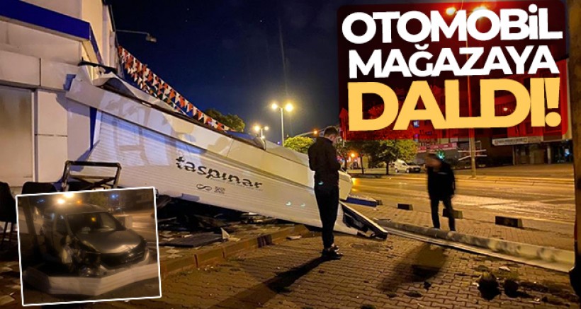 Ankara'da direksiyon hâkimiyetini kaybeden sürücü mağazaya daldı