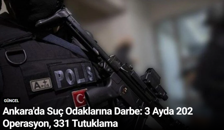 Ankara'da Suç Odaklarına Darbe: 3 Ayda 202 Operasyon, 331 Tutuklama