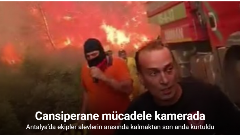 Antalya’da ekipler alevlerin arasında kalmaktan son anda kurtuldu