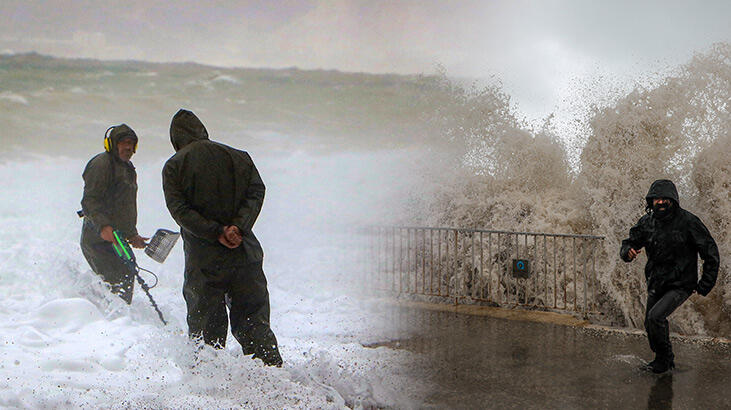 Antalya'da dev dalgaların arasında tehlikeli arayış!