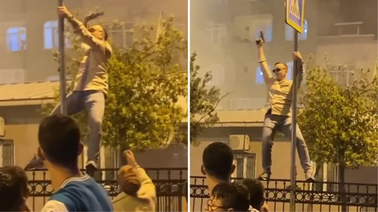 Asker uğurlama eğlencesinde hem dans etti hem havaya ateş açtı