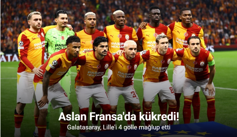 Aslan Fransa'da kükredi! Galatasaray, Lille'i 4 golle mağlup etti