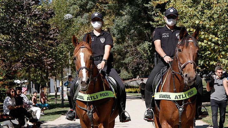 Atlı polislerden Maçka Demokrasi Parkı'nda denetim