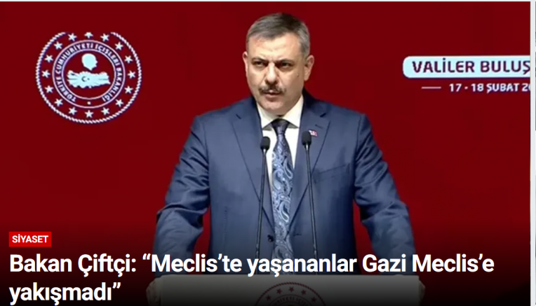 Bakan Çiftçi: “Meclis’te yaşananlar Gazi Meclis’e yakışmadı”