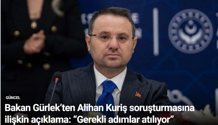 Bakan Gürlek’ten Alihan Kuriş soruşturmasına ilişkin açıklama: “Gerekli adımlar atılıyor”