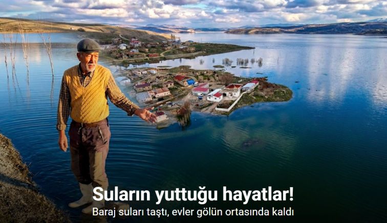 Baraj suları taştı, evler gölün ortasında kaldı