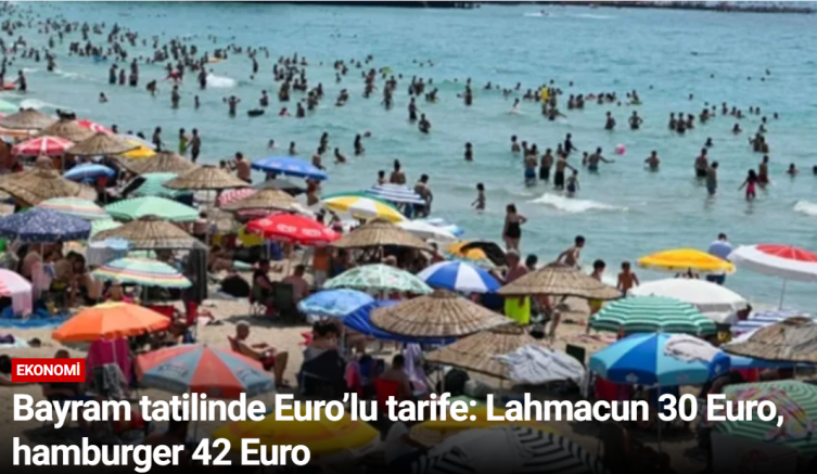 Bayram tatilinde Euro’lu tarife: Lahmacun 30 Euro, hamburger 42 Euro