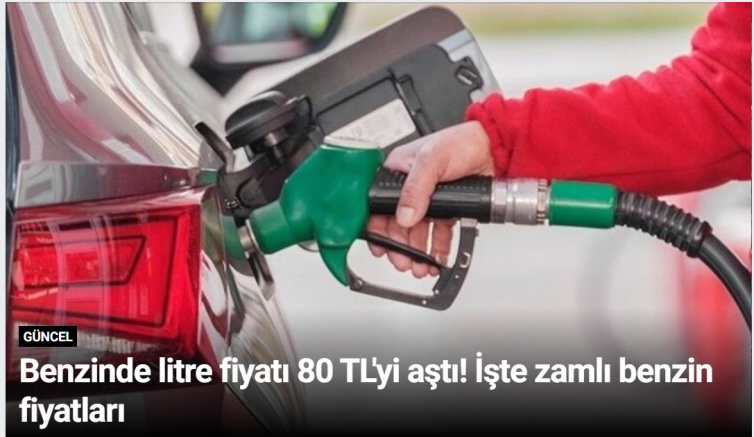 Benzinde litre fiyatı 80 TL'yi aştı! İşte zamlı benzin fiyatları