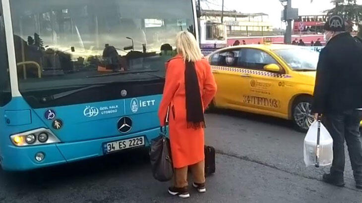 Beşiktaş'ta otobüsün önünü kesti