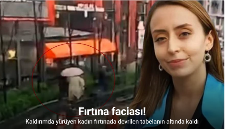Beyoğlu’nda bir kadın fırtınada devrilen tabelanın altında kaldı