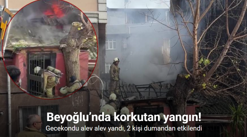 Beyoğlu’nda gecekondu alev alev yandı: 2 kişi dumandan etkilendi