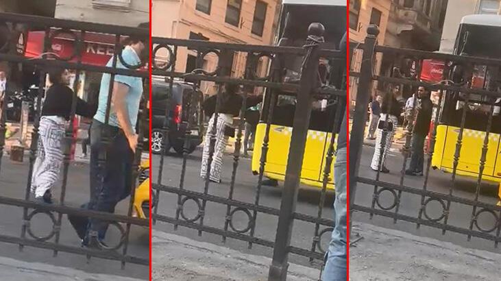 Beyoğlu'nda bulvara çıkan kadın trafiği durdurdu