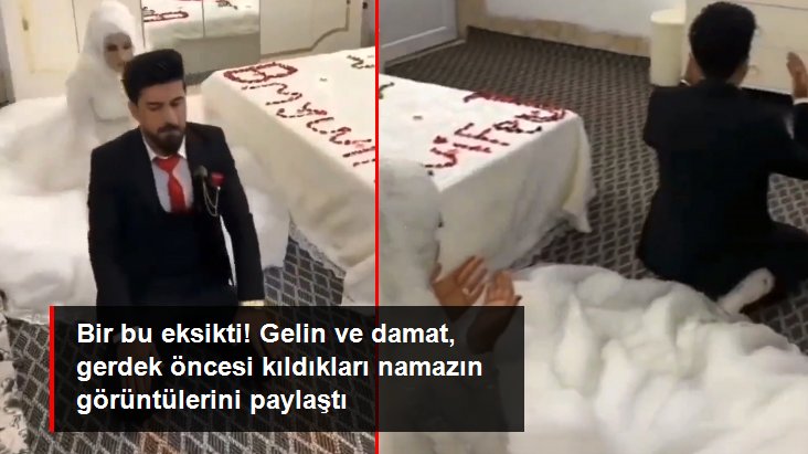 Bir bu eksikti! Gelin ve damat, gerdek öncesi kıldıkları namazın görüntülerini paylaştı