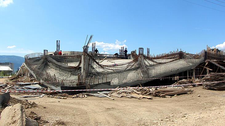 Bolu'da inşaatta beton dökülürken çökme