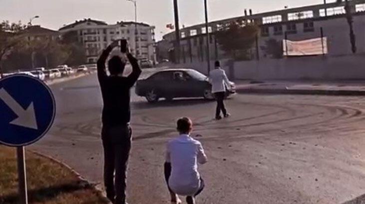Büyükçekmece’de trafiği durdurup damadın etrafında drift yaptılar