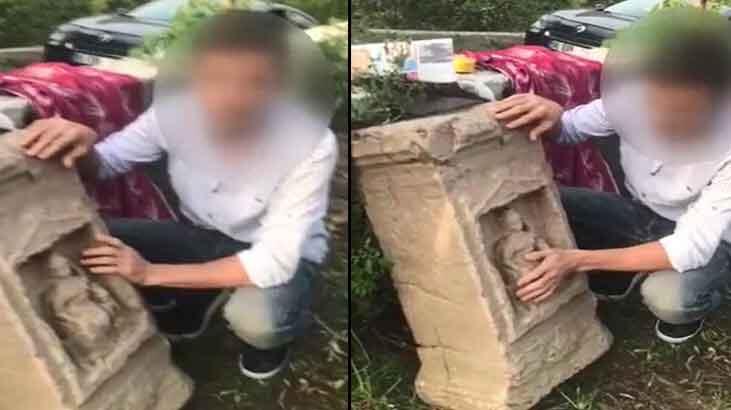 Çaldığı tarihi eseri çektiği video ile tanıttı!