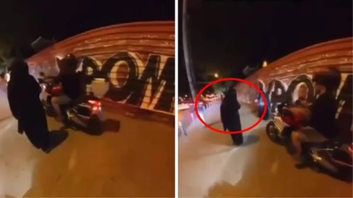 Çarşaflı kadınların üzerine motosiklet süren 2 kişi yakalandı