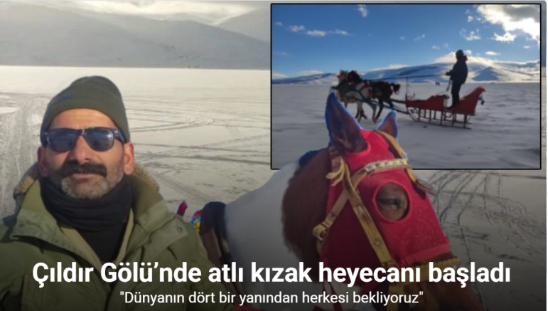 Çıldır Gölü’nde atlı kızak heyecanı başladı