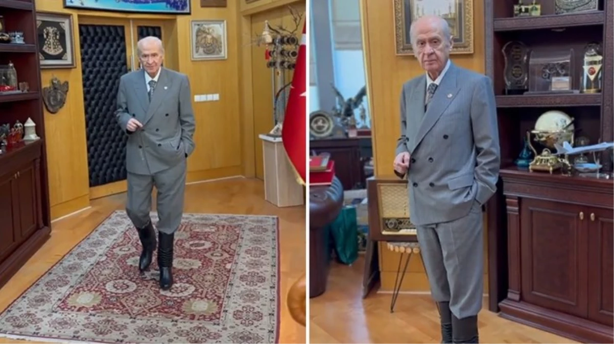 Çizmelerini giyen MHP lideri Bahçeli, 