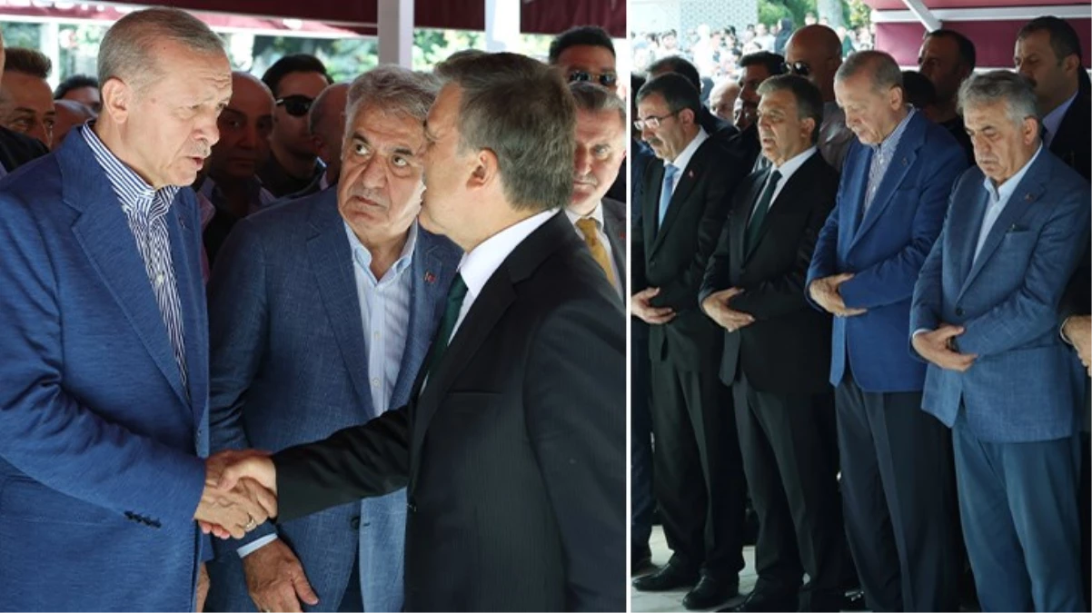 Cumhurbaşkanı Erdoğan ve Abdullah Gül cenazede bir araya geldi