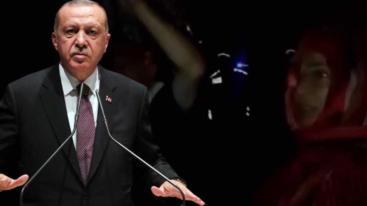 Cumhurbaşkanı Erdoğan'ın söyleminden rahatsız olan köylüler, konvoyun geçişi sırasında slogan attı