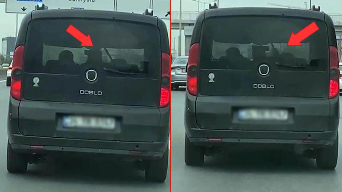 D-100'de ilginç anlar! Arka koltuktaki yolcu, şoförü bastonuyla böyle dövdü