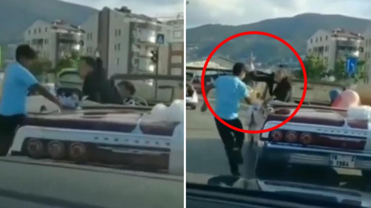 Damat çıldırdı! Bahşişte ısrar eden çocukların üzerine üstü açık arabadan uçtu
