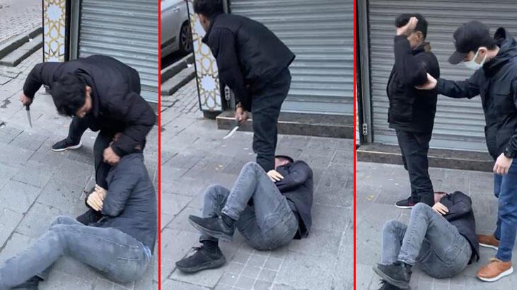 Darp edildi, bıçaklandı, gaspçının bacağına sarıldı