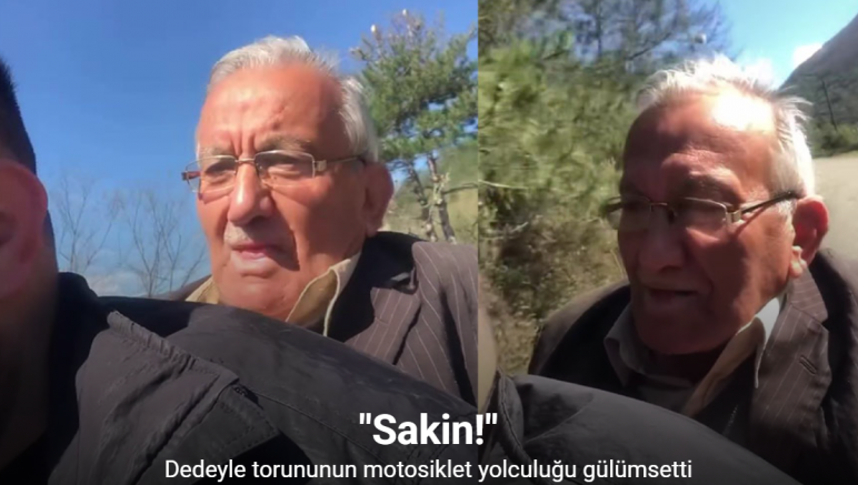 Dedeyle torununun motosiklet yolculuğu gülümsetti