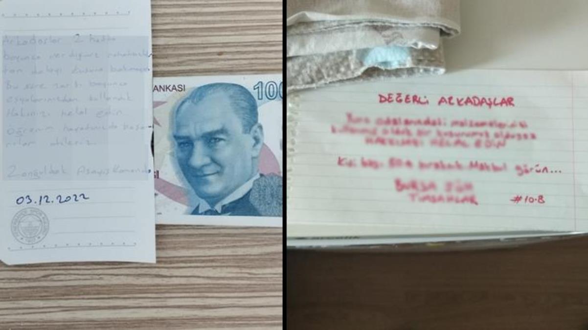 Depremde Düzce'ye gelen destek ekipleri, konakladıkları yurtlarda öğrencilere not ve para bıraktı