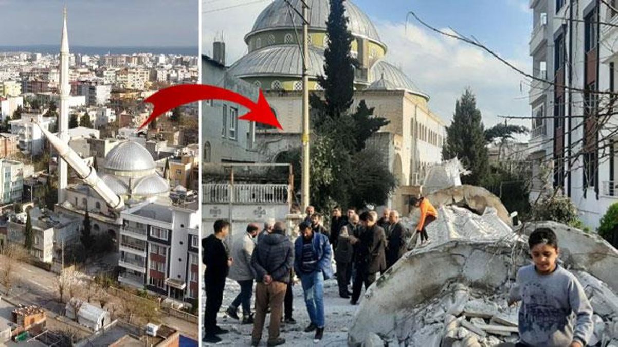 Depremde hasar gördüğü için yıkılmak istenen minare bir evin üzerine devrildi! Vatandaşın tepkisi sert oldu