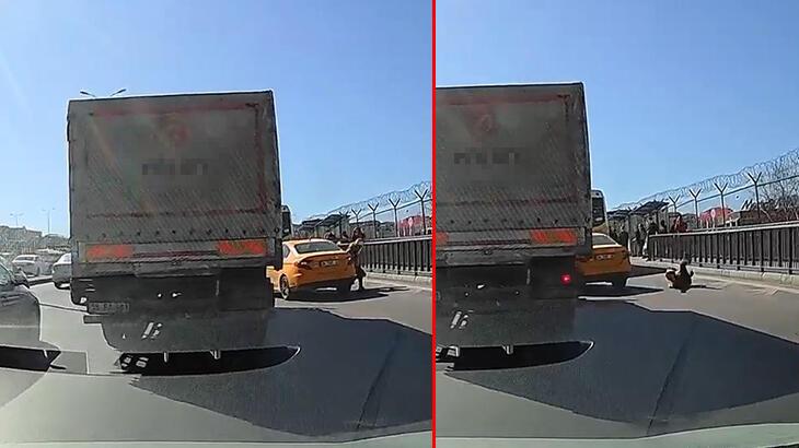 Dikkatsiz taksi şoförü, yolcuyu böyle düşürdü