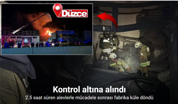 Düzce’deki fabrika yangını söndürüldü